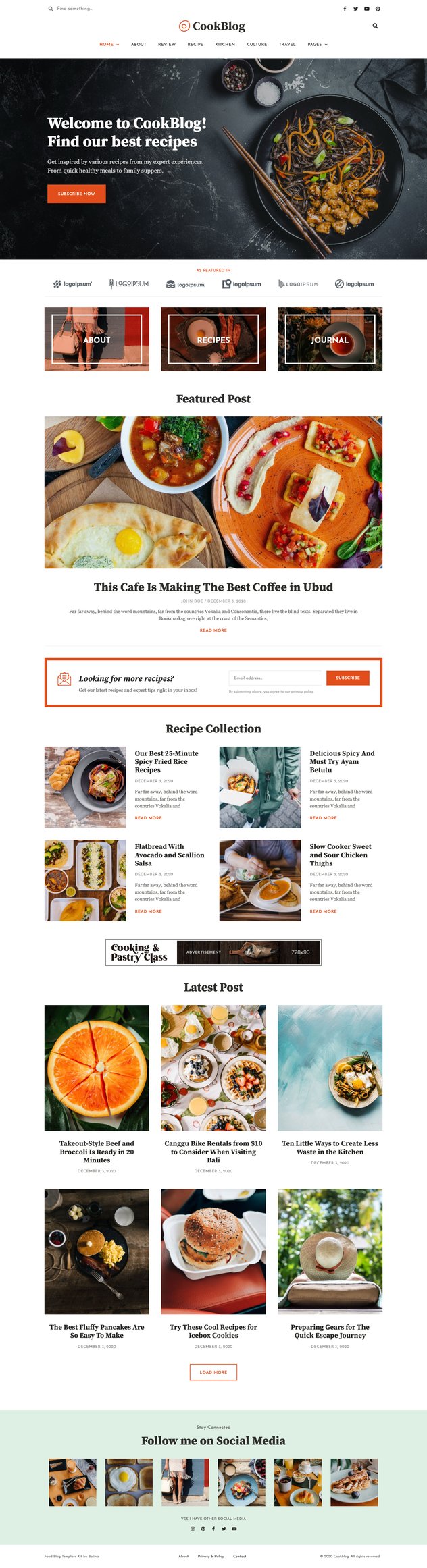 CookBlog – Food & Personal Blog Elementor Template Kit, WP Template ...