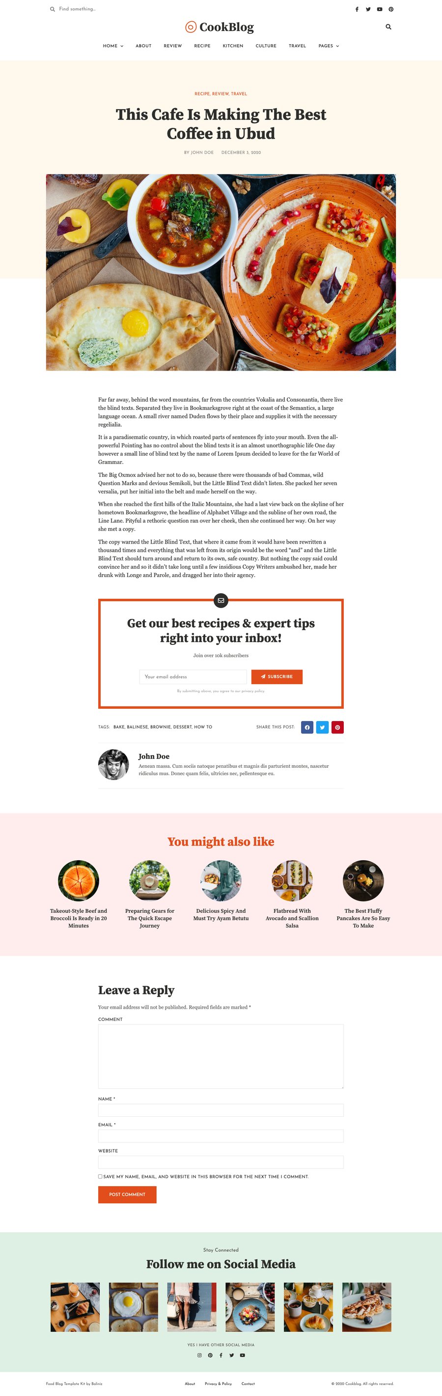 CookBlog – Food & Personal Blog Elementor Template Kit, WP Template ...