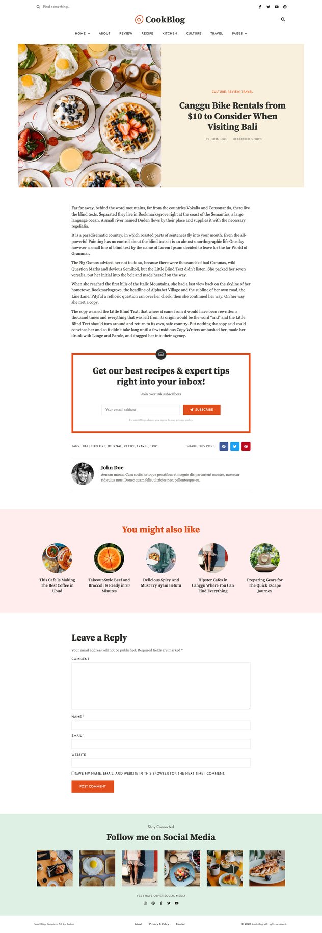 CookBlog – Food & Personal Blog Elementor Template Kit, WP Template ...