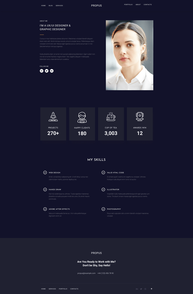 Propus — Web Designer Portfolio Elementor Template Kit