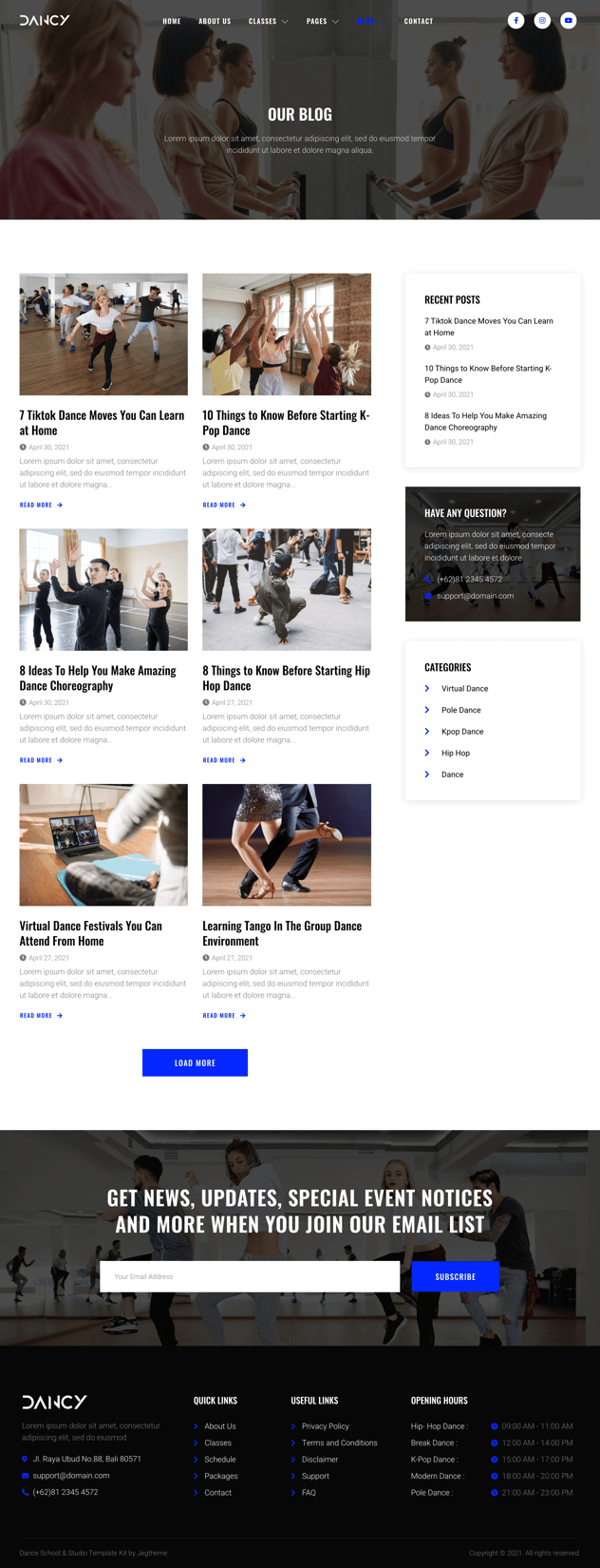 Dancy – Dance School & Studio Elementor Template Kit