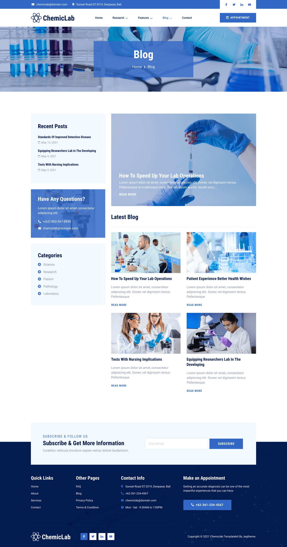 ChemicLab – Science Research & Laboratory Elementor Template Kit, WP ...
