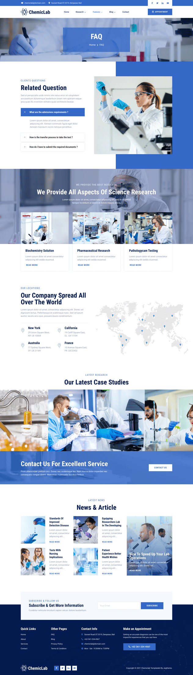 ChemicLab – Science Research & Laboratory Elementor Template Kit, WP ...