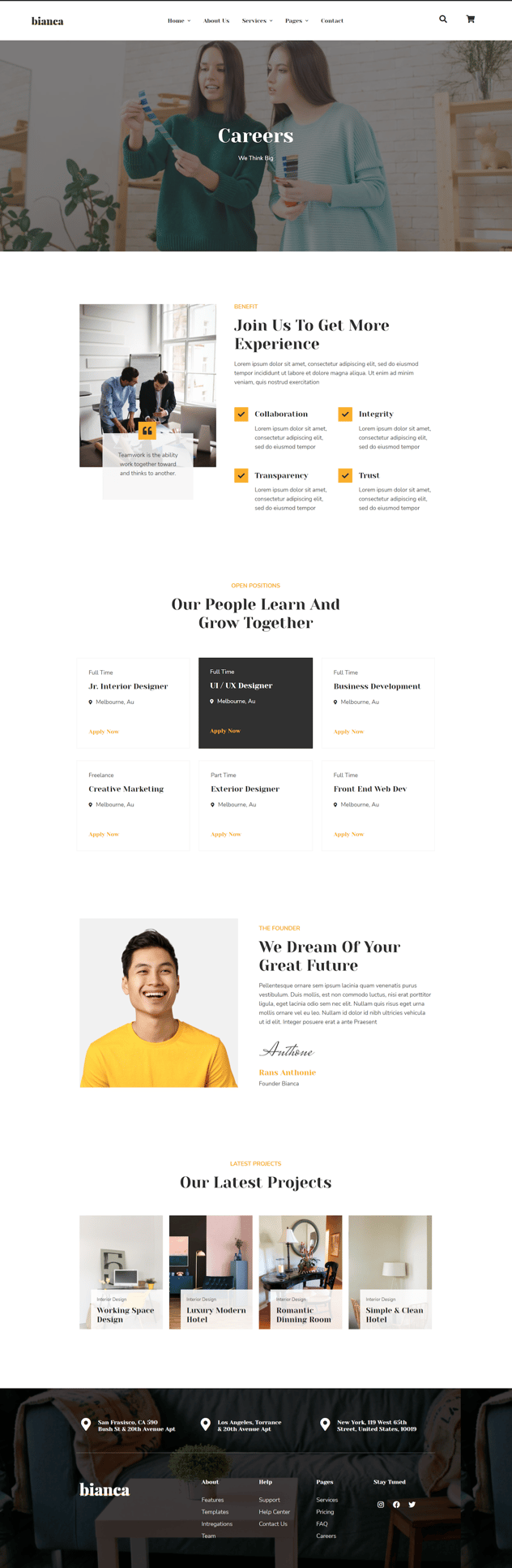 Bianca - Architecture Agency & Interior Design Elementor Pro Template Kit