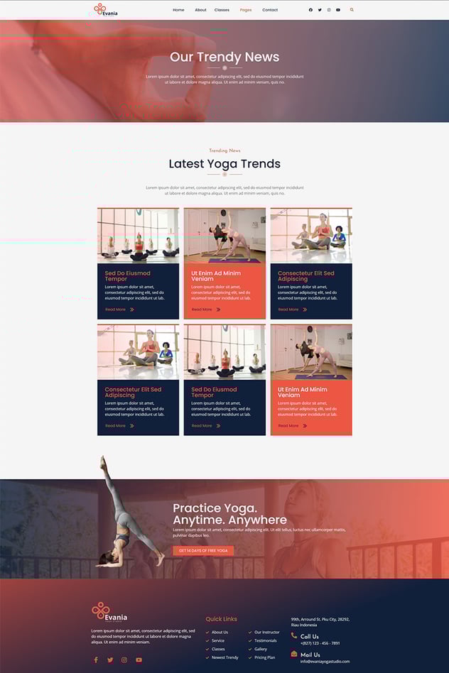 Evania - Yoga Studio Elementor Template Kit