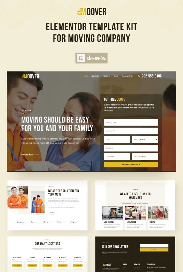 Moover - Moving Company Website Elementor Template Kit