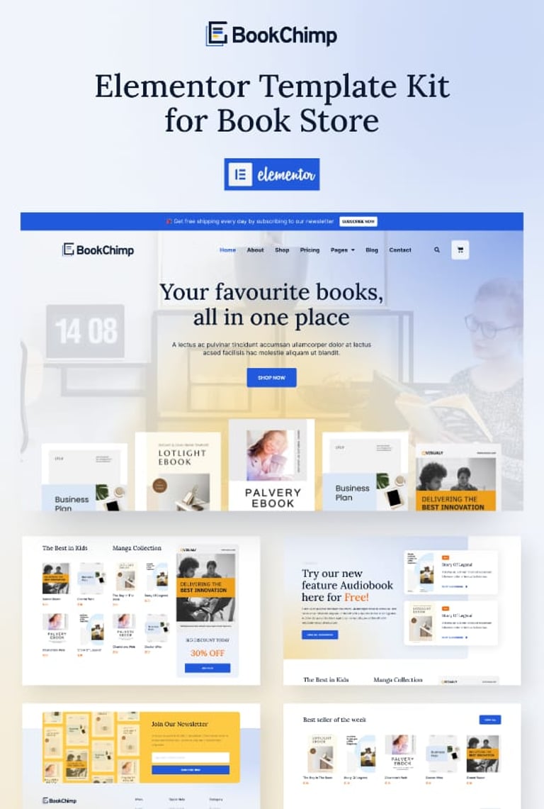 BookChimp - Online Book Store Website Elementor Template Kit