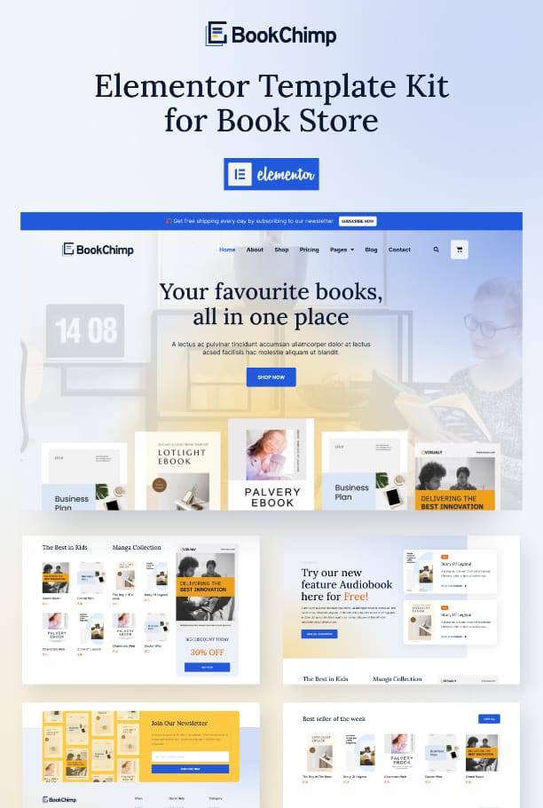 BookChimp - Online Book Store Website Elementor Template Kit