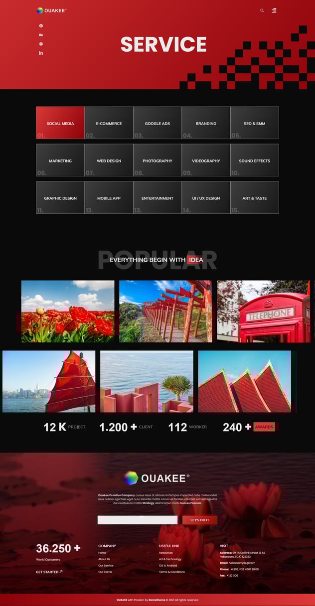 Ouakee - Creative Company & Professional Portfolio Elementor Template Kit