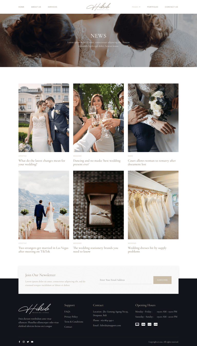 Hibride – Bridal Photography & Wedding Planner Elementor Template Kit