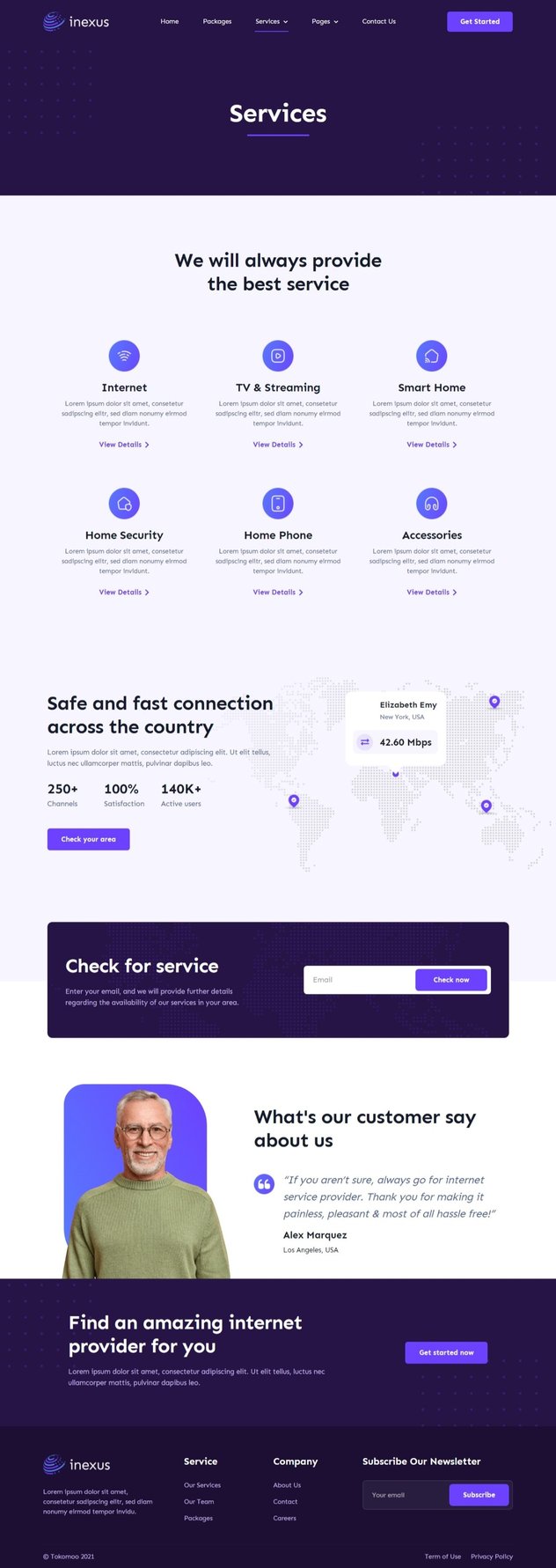 Inexus | Broadband & Internet Service Provider Elementor Template Kit ...