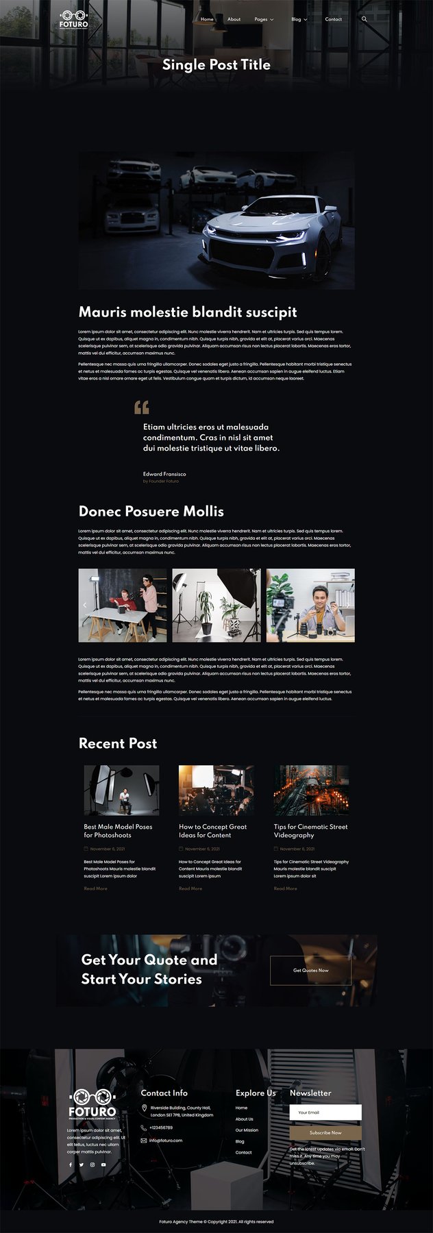 Foturo - Photography Portfolio & Creative Agency Elementor Template Kit