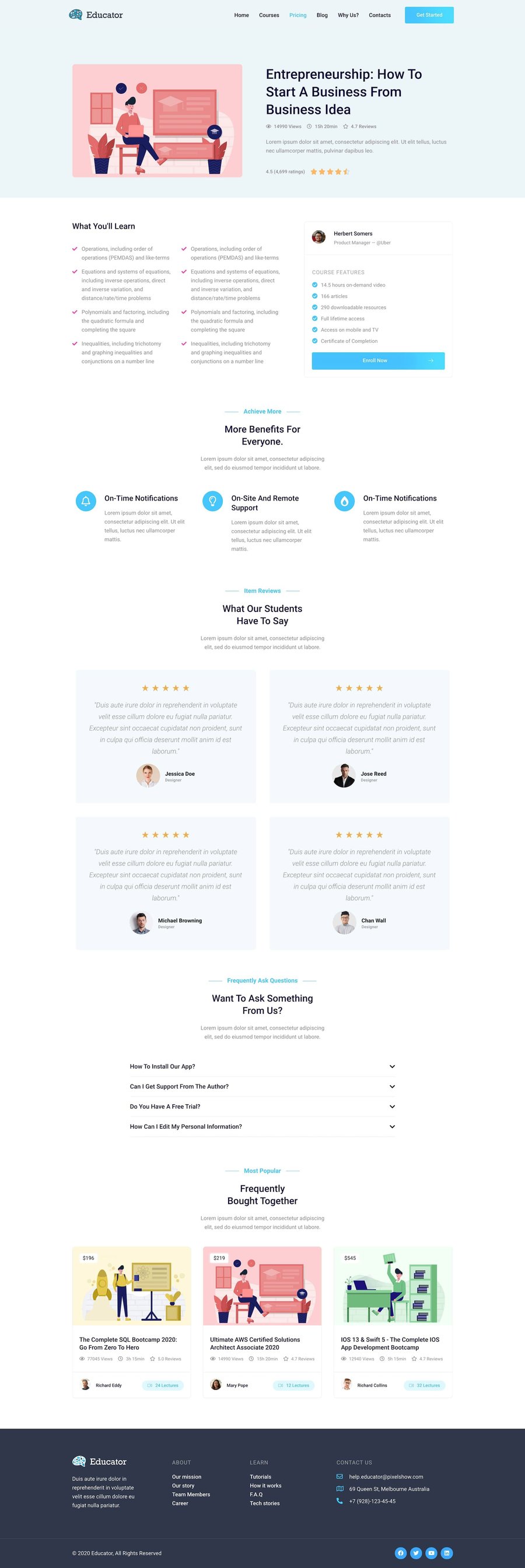 Educator - Online University & Courses Elementor Template Kit ft ...