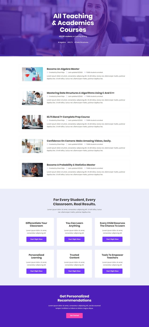Courso - Online University & Courses Elementor Template Kit, WP ...