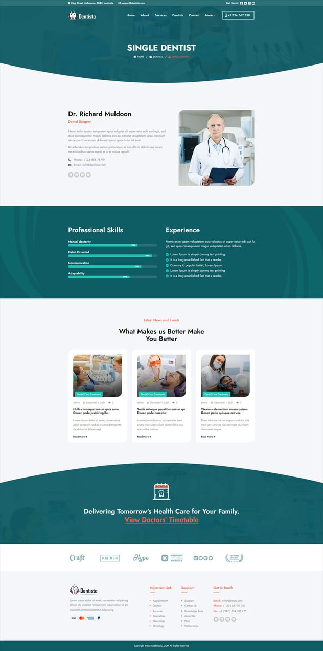 Dentisto Dentist & Medical Elementor Template Kit, WP Template Kits