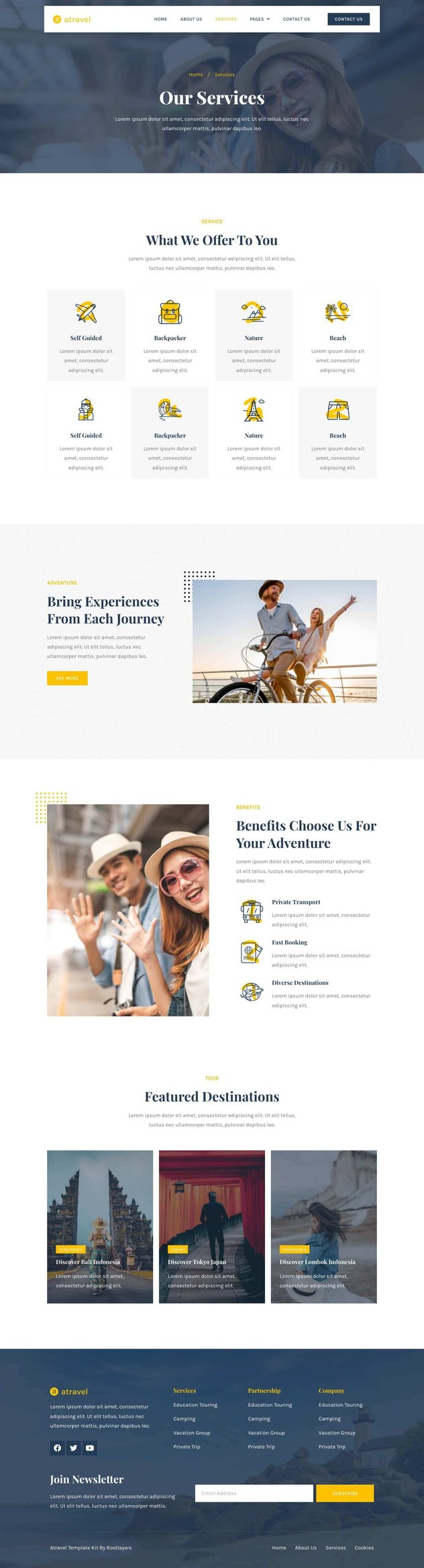 Atravel - Travel Agency Elementor Pro Full Site Template Kit