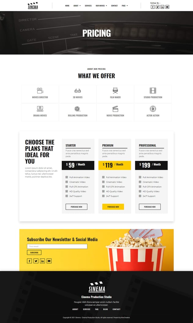 Sinema - Film Maker & Movie Studio Elementor Template Kit
