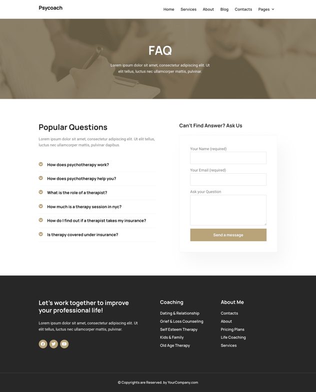 Psycoach - Life Coach & Psychologist Elementor Pro Full Site Kit