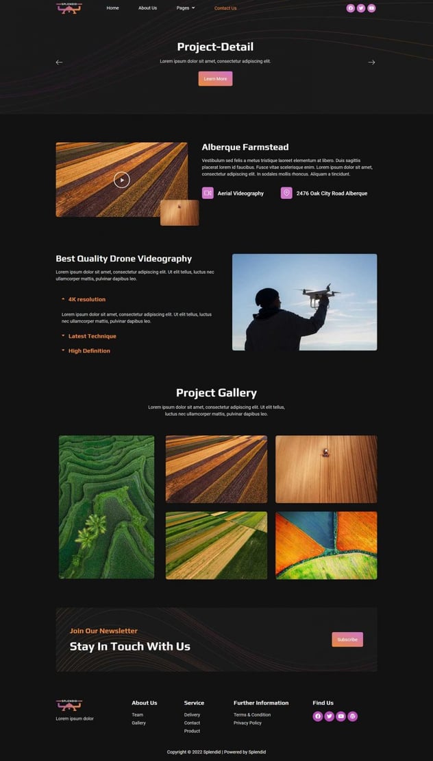 Splendid - Drone Photography Elementor Template Kit