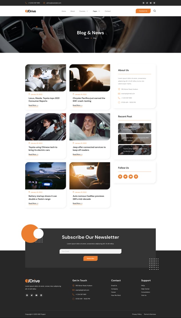 Udrive - Driving School Elementor Template Kit