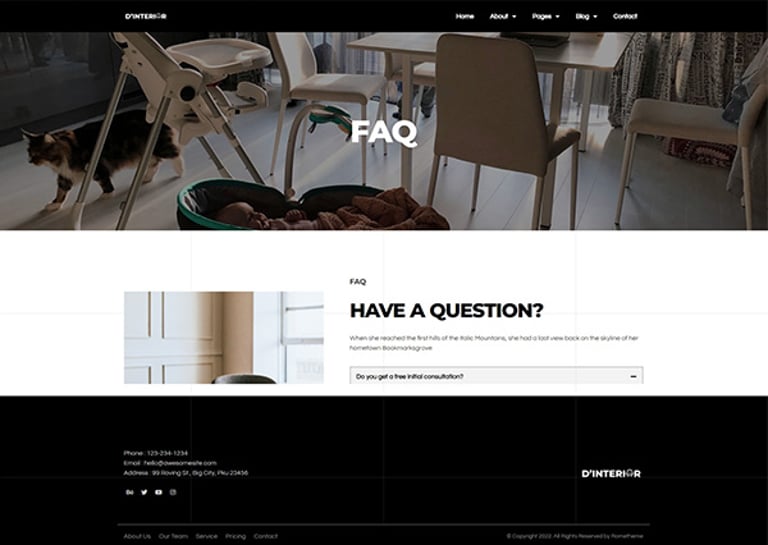 D'Interior - Interior Design Elementor Pro Full Site Template Kit