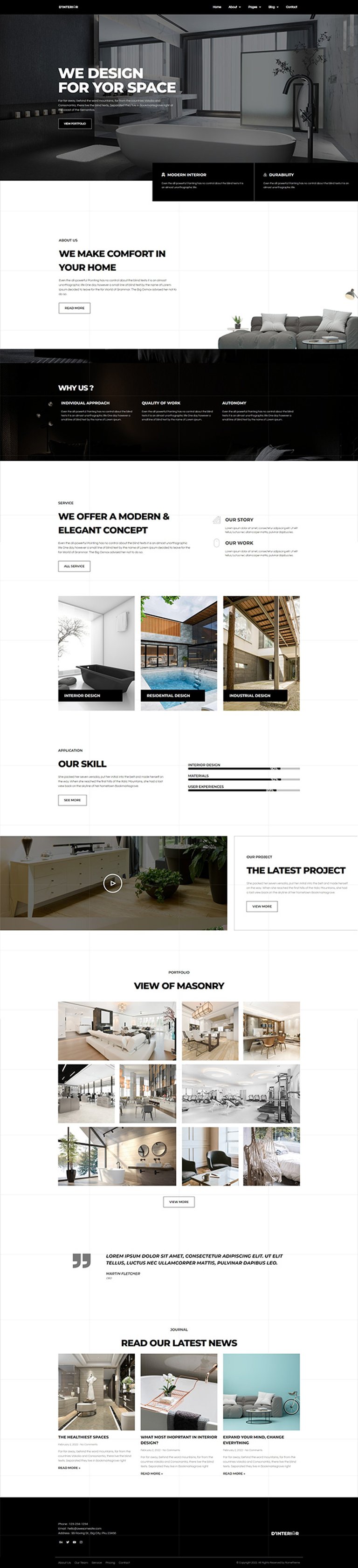 D'Interior - Interior Design Elementor Pro Full Site Template Kit