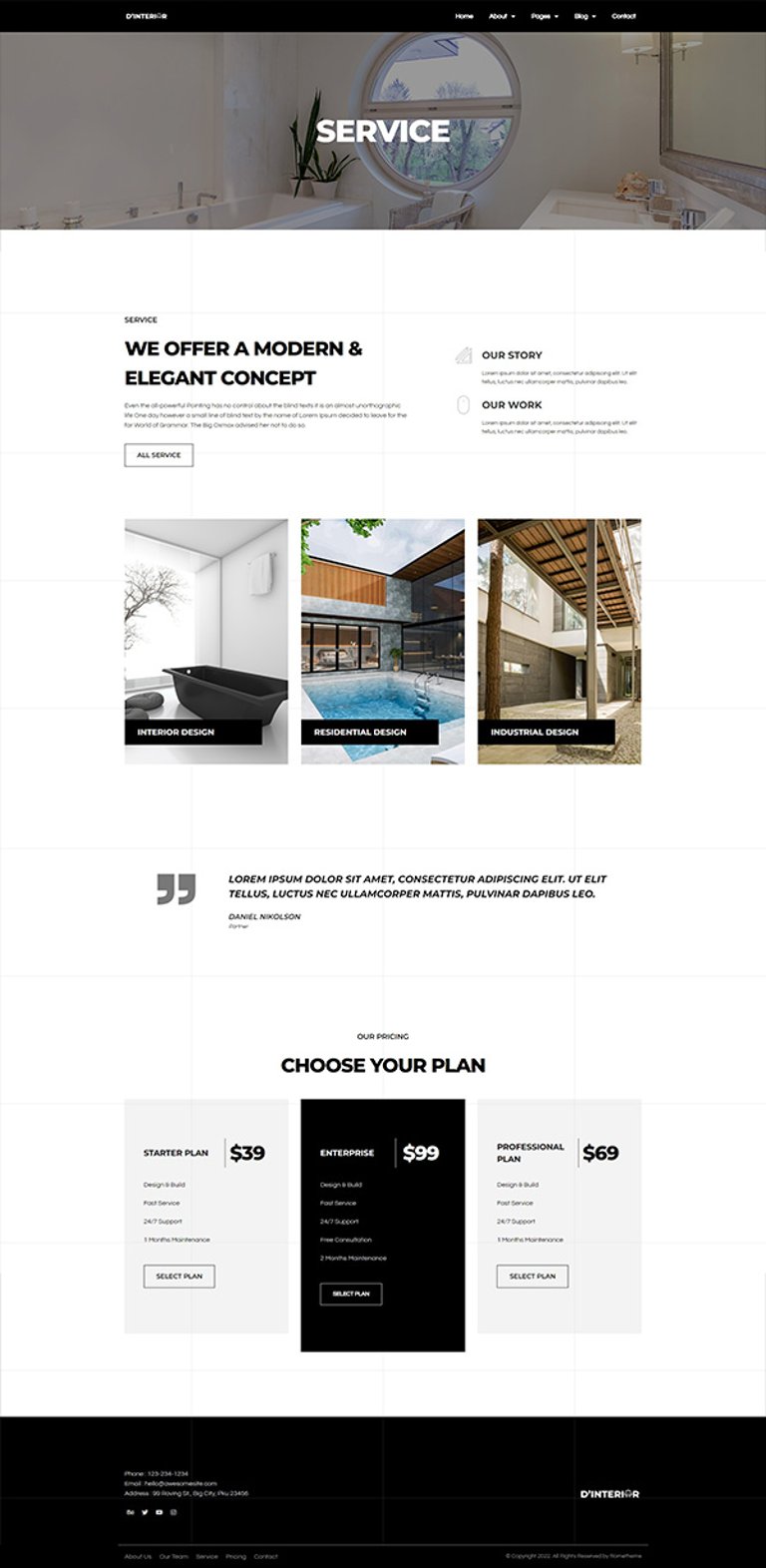 D'Interior - Interior Design Elementor Pro Full Site Template Kit