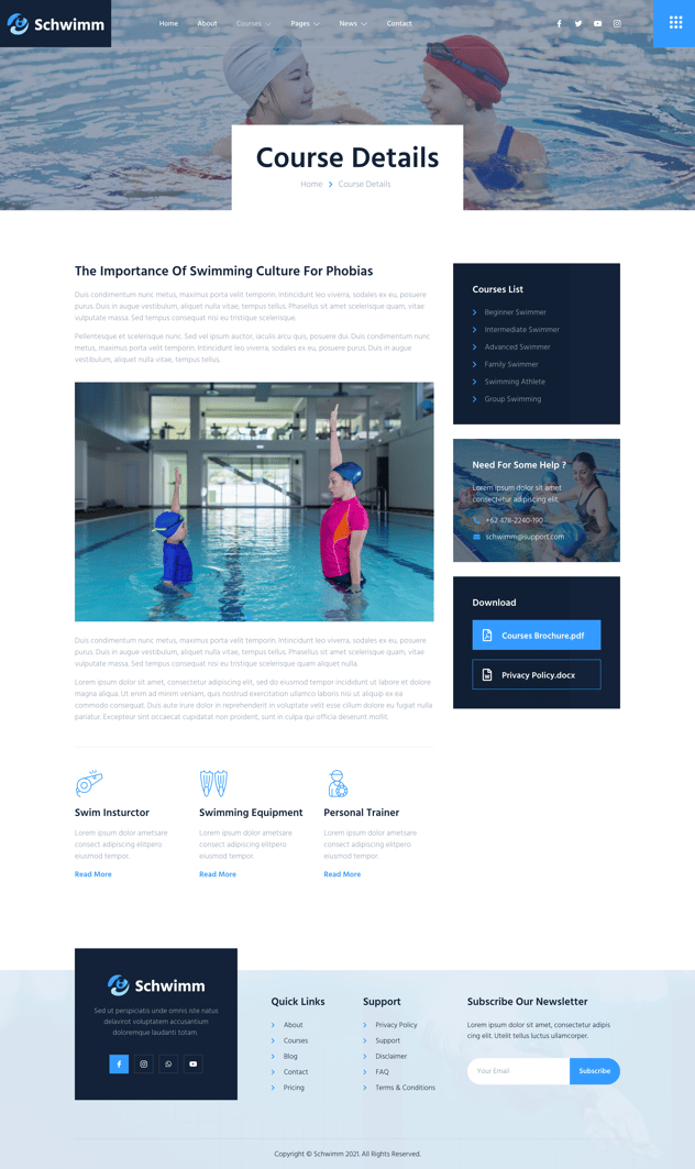 Schwimm – Swimming School & Course Elementor Template Kit