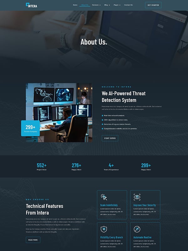 Intera - Cybersecurity Elementor Pro Full Site Template Kit