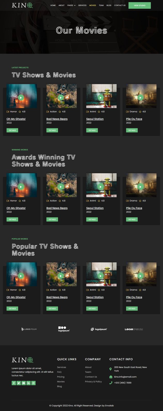 Kino - Film Maker & Movie Studio Elementor Template Kit