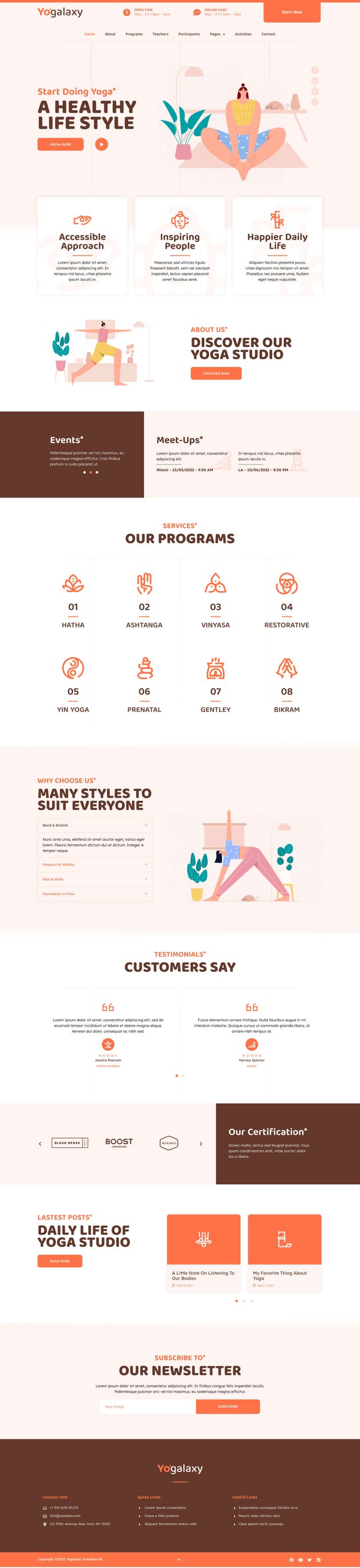 Yogalaxy - Yoga Pilates Fitness Studio Elementor Template Kit