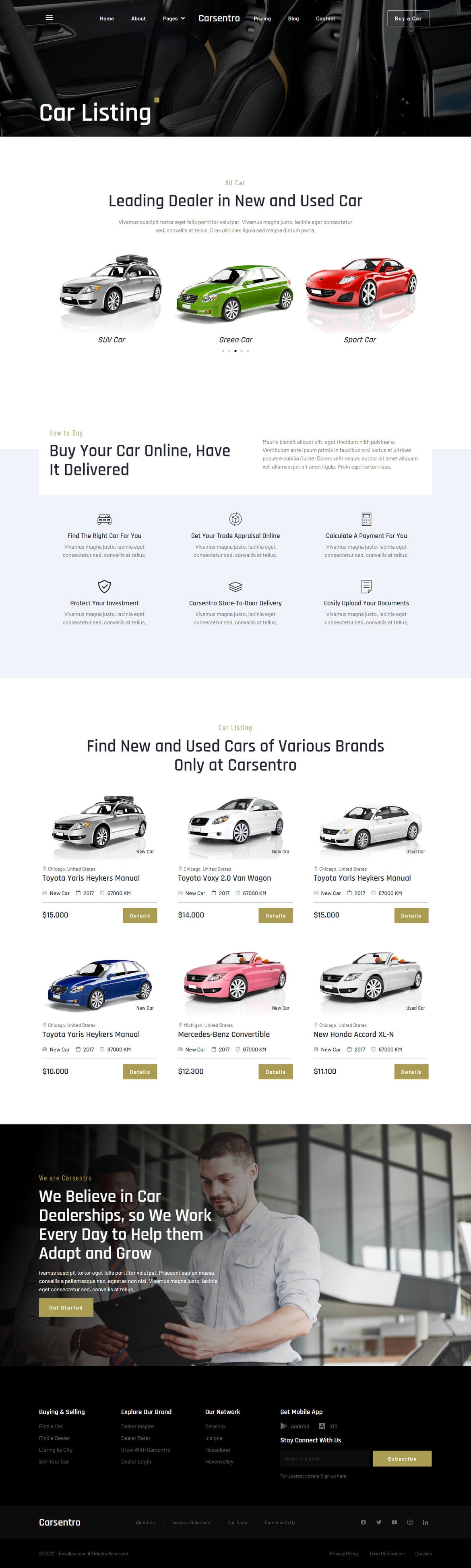 Carsentro Car Dealer & Listing Company Elementor Template Kit, WP