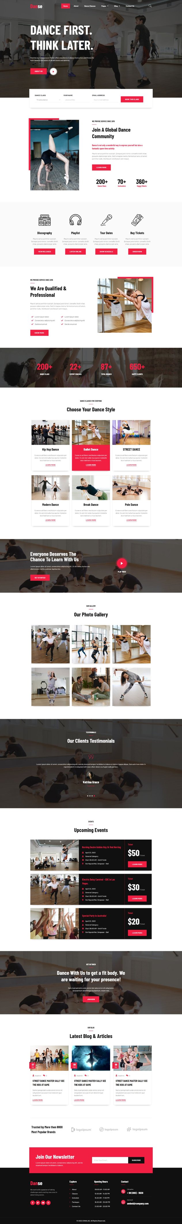 Danse - Dance School and Studio Elementor Template Kit