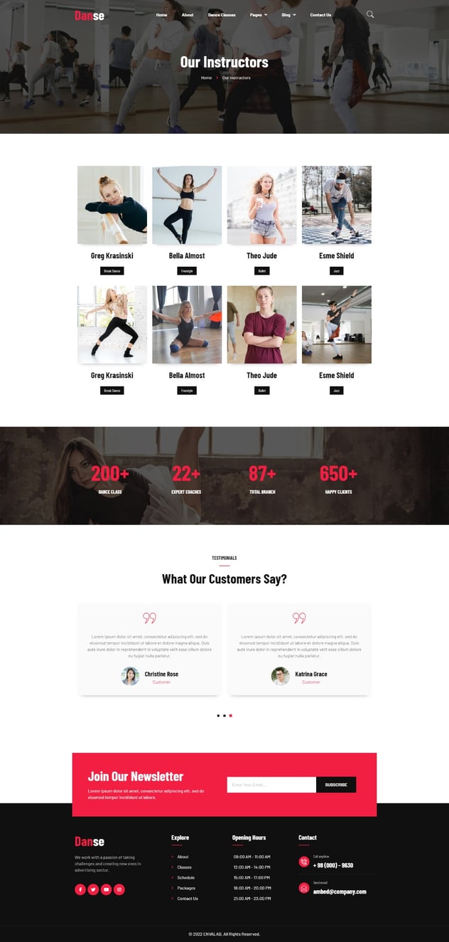 Danse - Dance School and Studio Elementor Template Kit