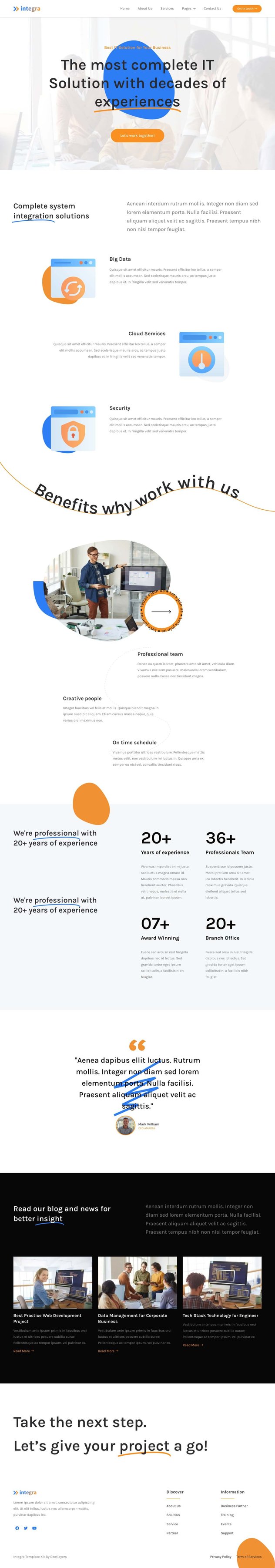 Integra - IT Solution & Services Elementor Pro Full Site Template Kit