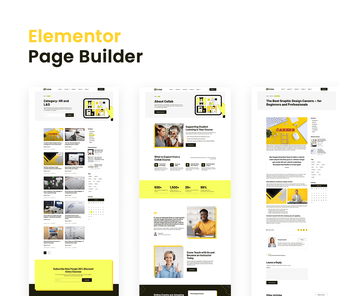 Collab - Template Kit de cursos en línea Elementor, Template Kits ...