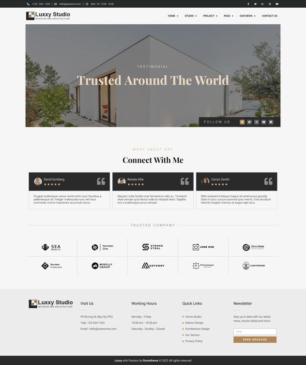 Luxxy - Luxurious Interior & Architecture Elementor Pro Full Site Template Kit