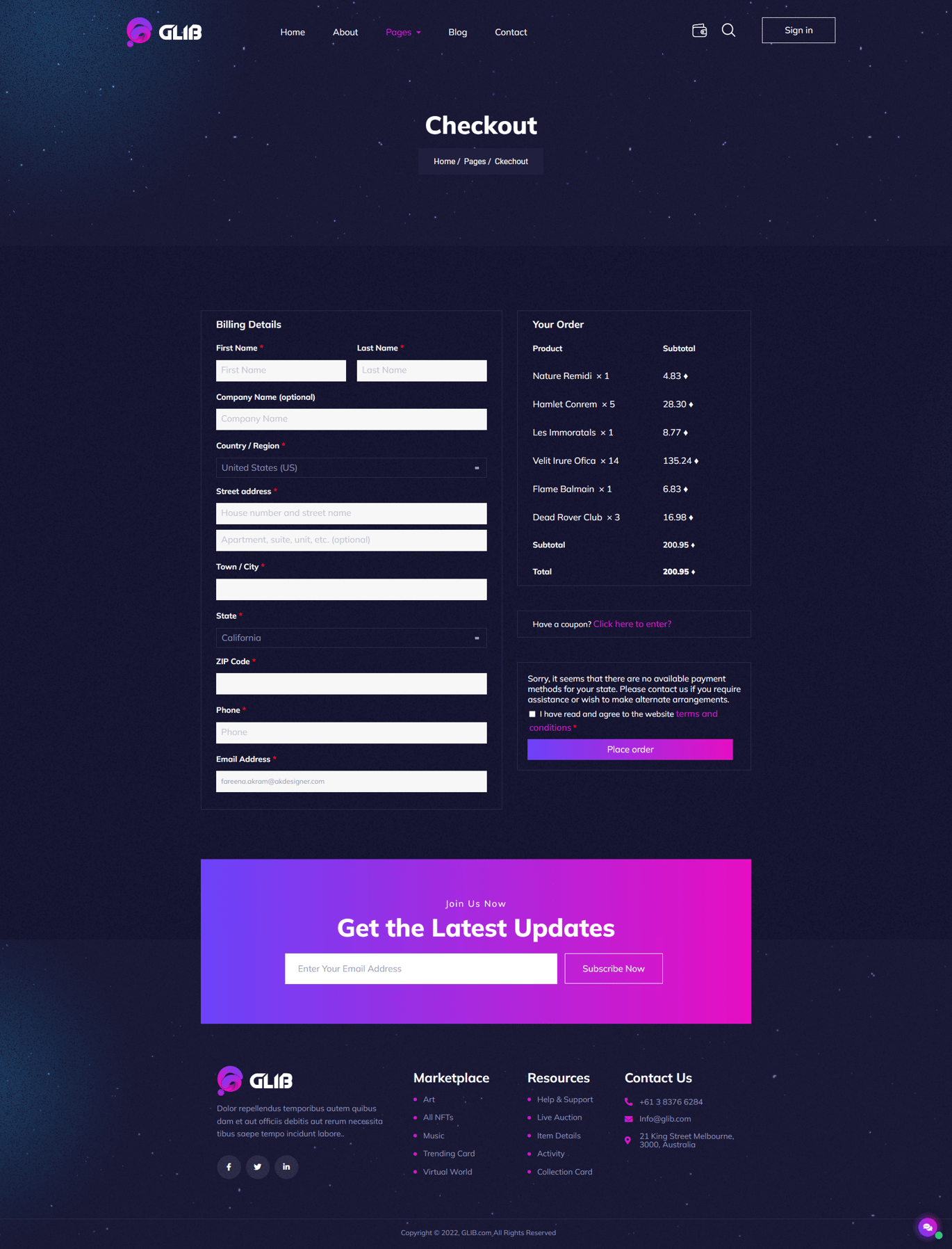 Glib | NFT Marketplace Elementor Pro Template Kit - Design Template Place