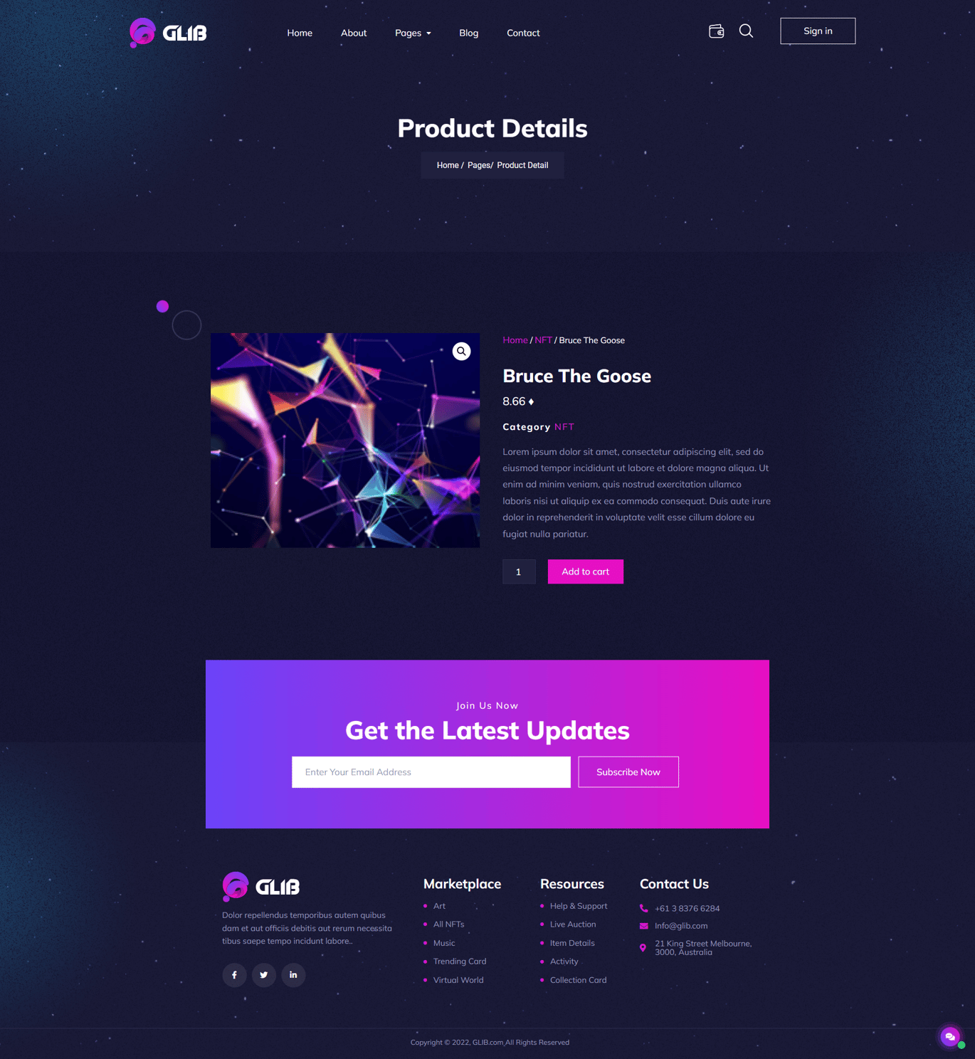 Glib | NFT Marketplace Elementor Pro Template Kit - Design Template Place