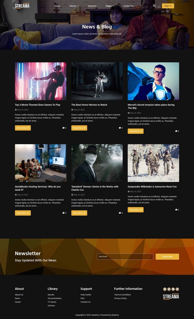 Streama - Streaming Service Elementor Template Kit, WP Template Kits ft ...