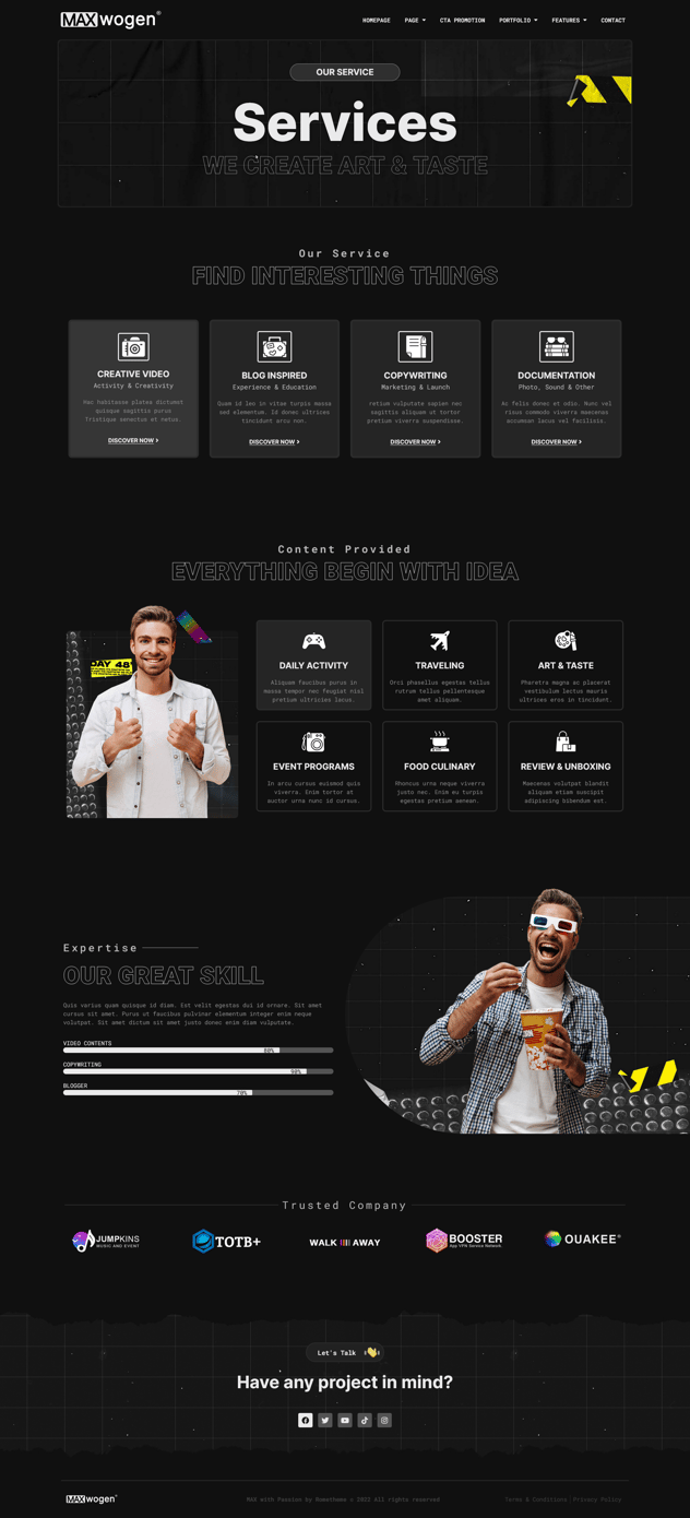MAX - Content Creator Elementor Pro Full Site Template Kit