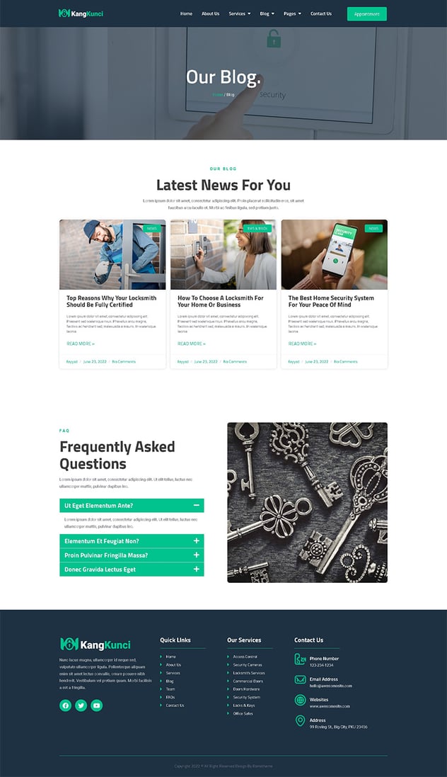 Kangkunci - Locksmith & Security System Elementor Pro Full Site Template Kit