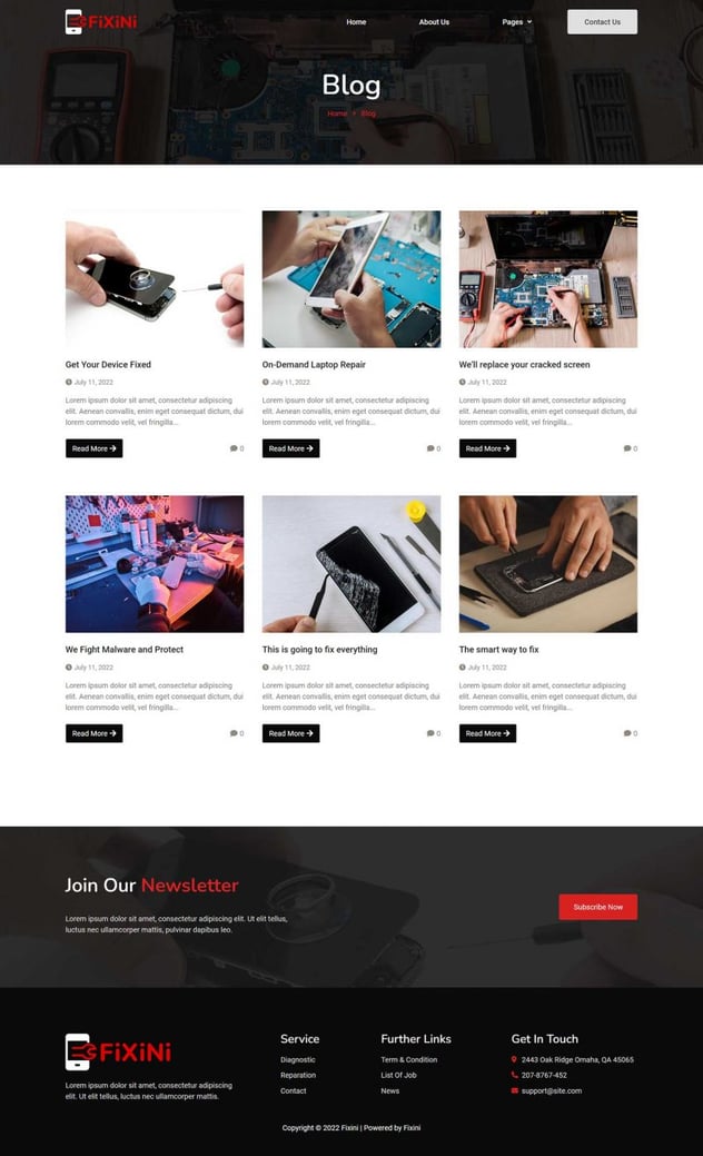 Fixini - Gadget Repair Service Elementor Template Kit