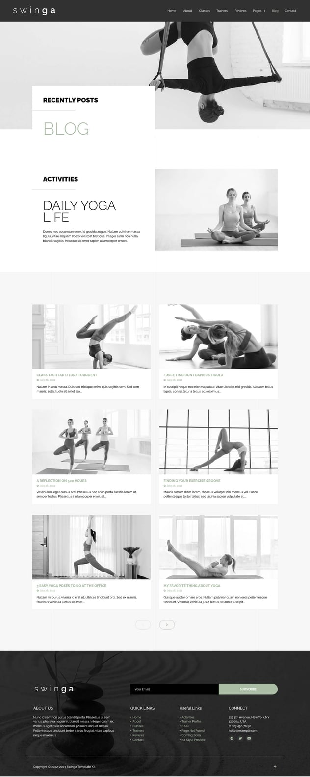 Swinga - Yoga Health Coach Fitness Studio Elementor Template Kit