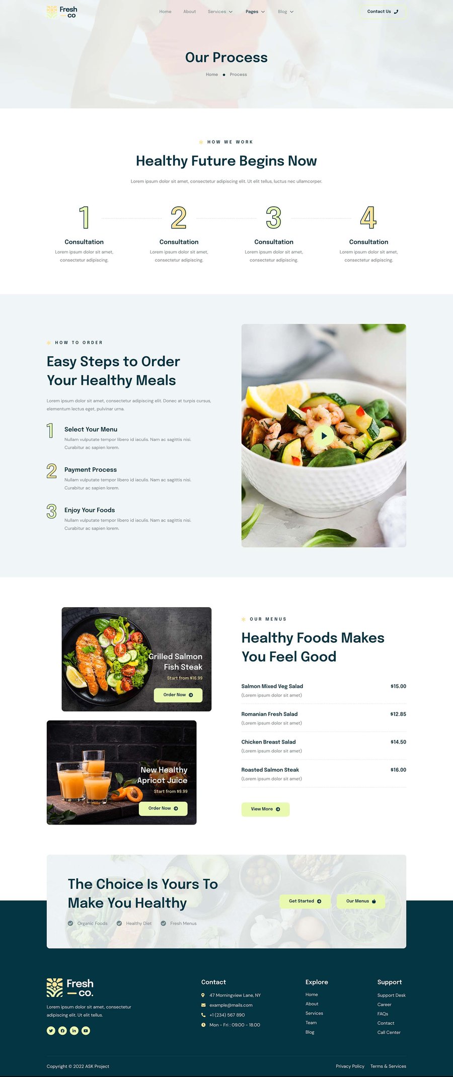 Freshco Healthy Food & Nutrition Service Elementor Template Kit, WP