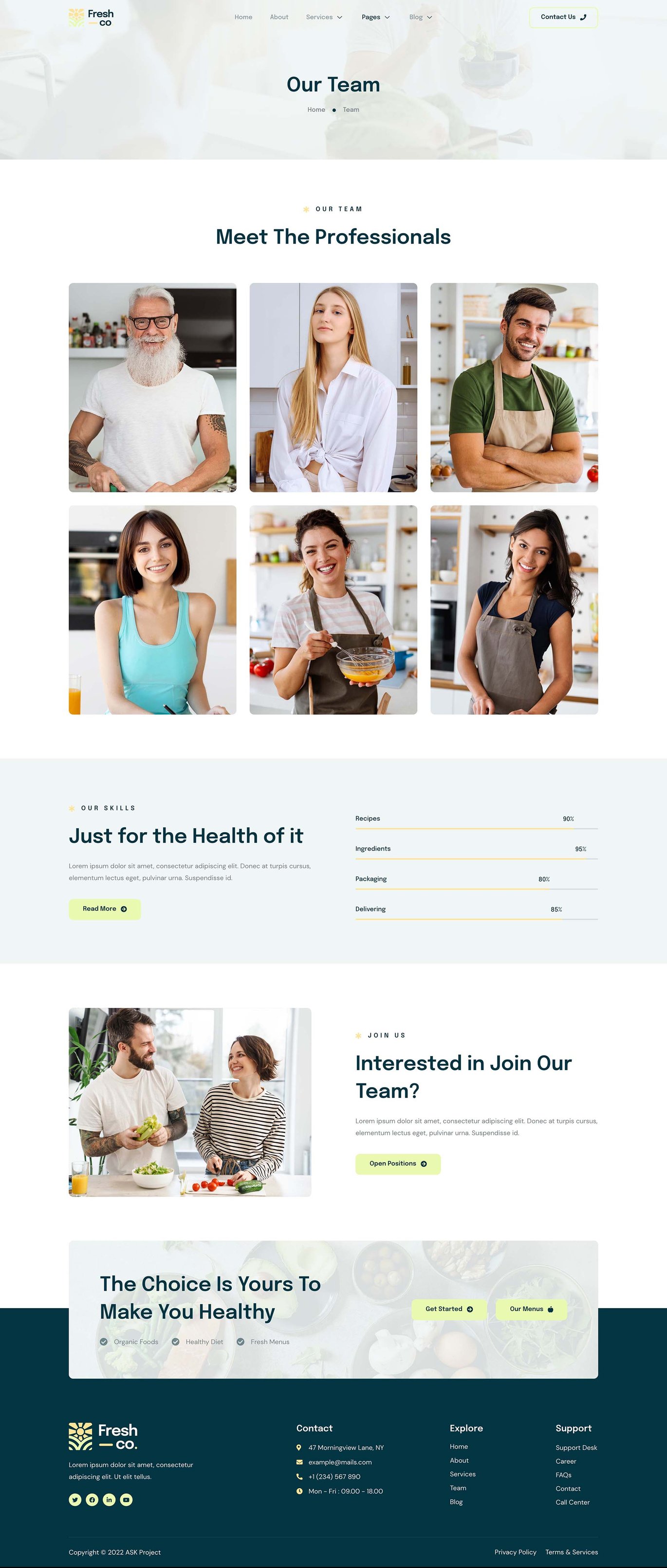 Freshco Healthy Food & Nutrition Service Elementor Template Kit, WP