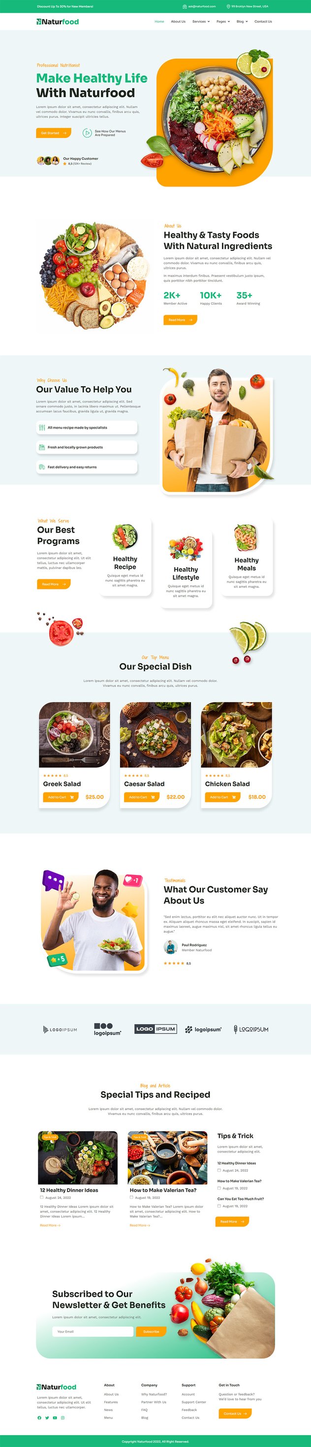 Naturfood Healthy Food & Nutrition Specialist Elementor Template Kit