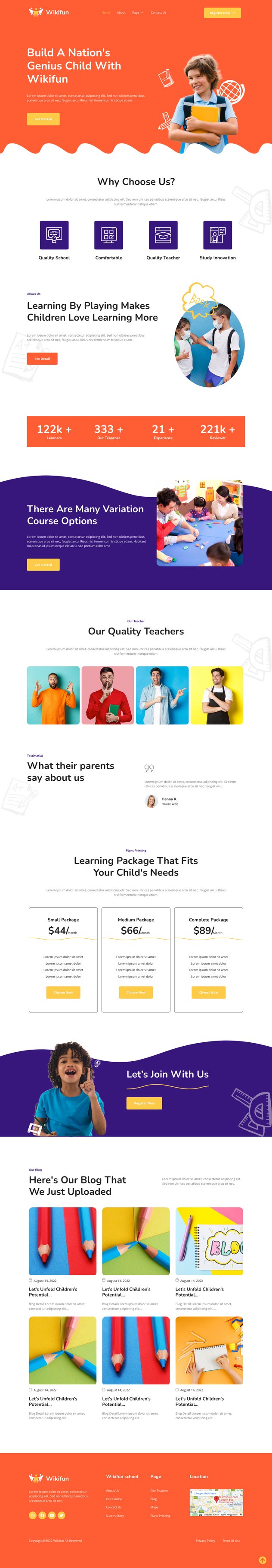 Wikifun - Kindergarten School Elementor Template Kit