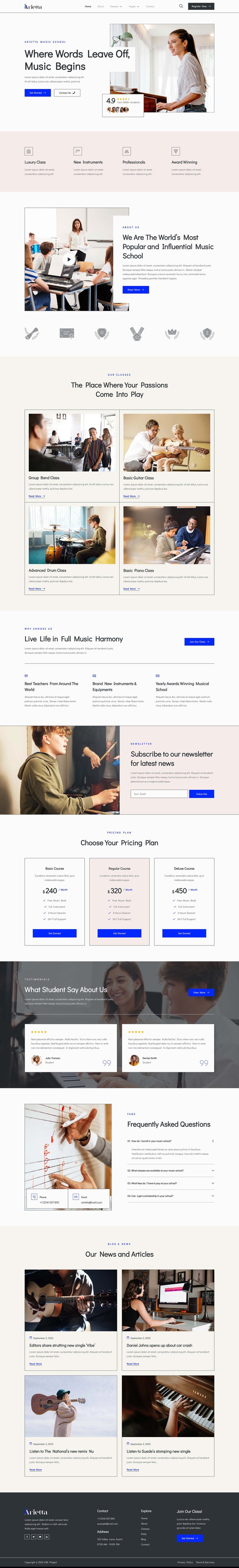 Arietta - Music School Elementor Template Kit