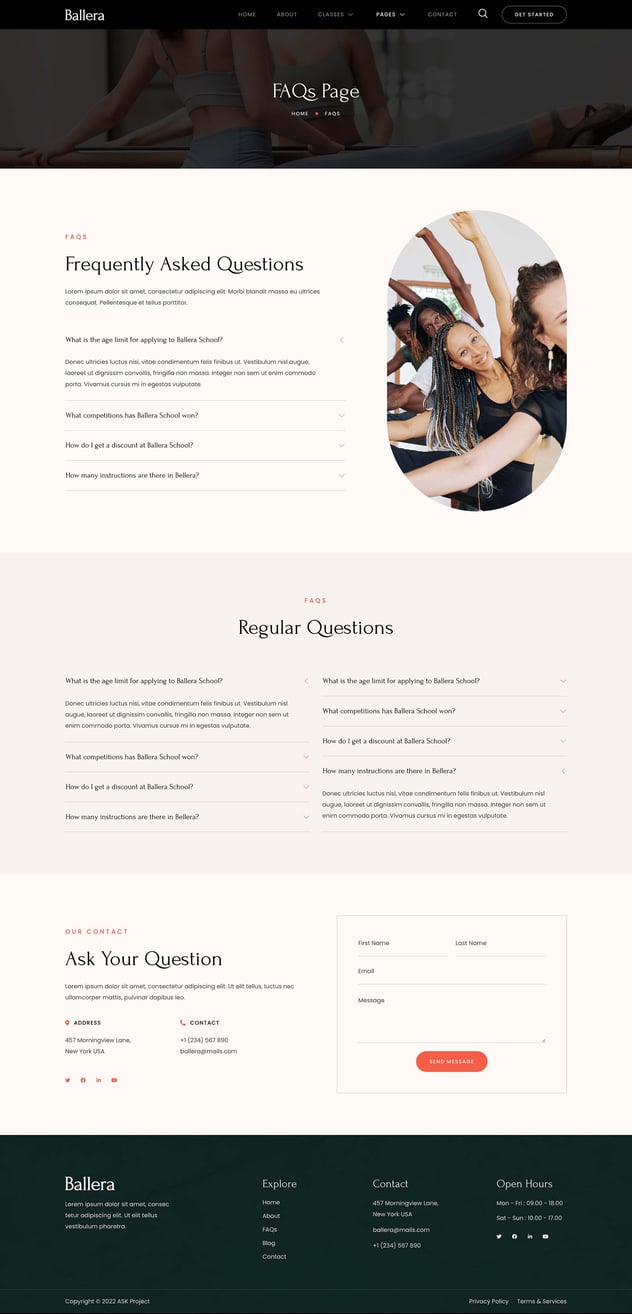 Ballera - Ballet & Dance School Elementor Template Kit